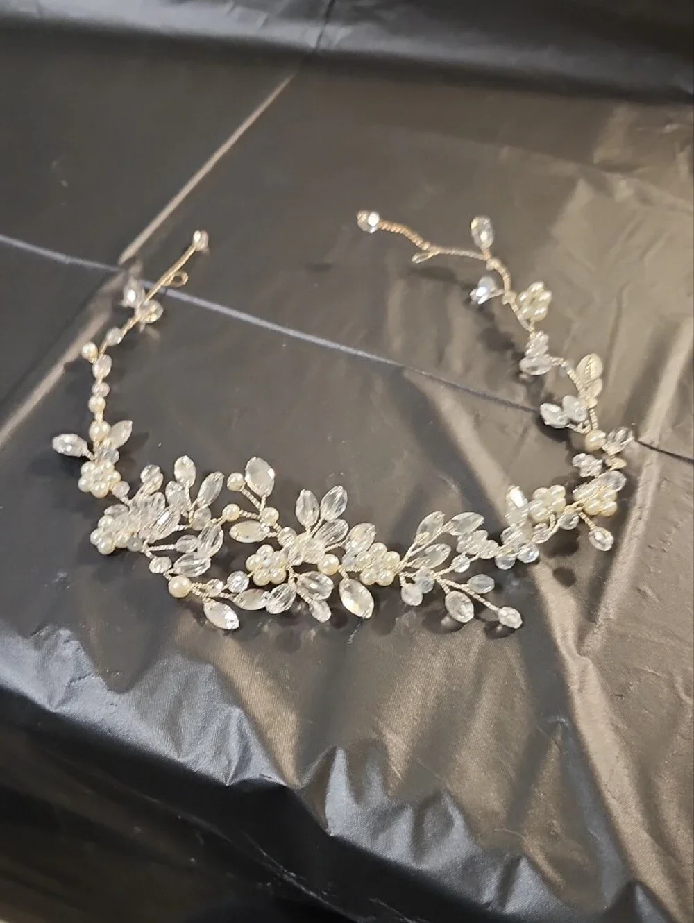 Silver Floral Crystal Hair Vine - Wedding Hair Accessory
